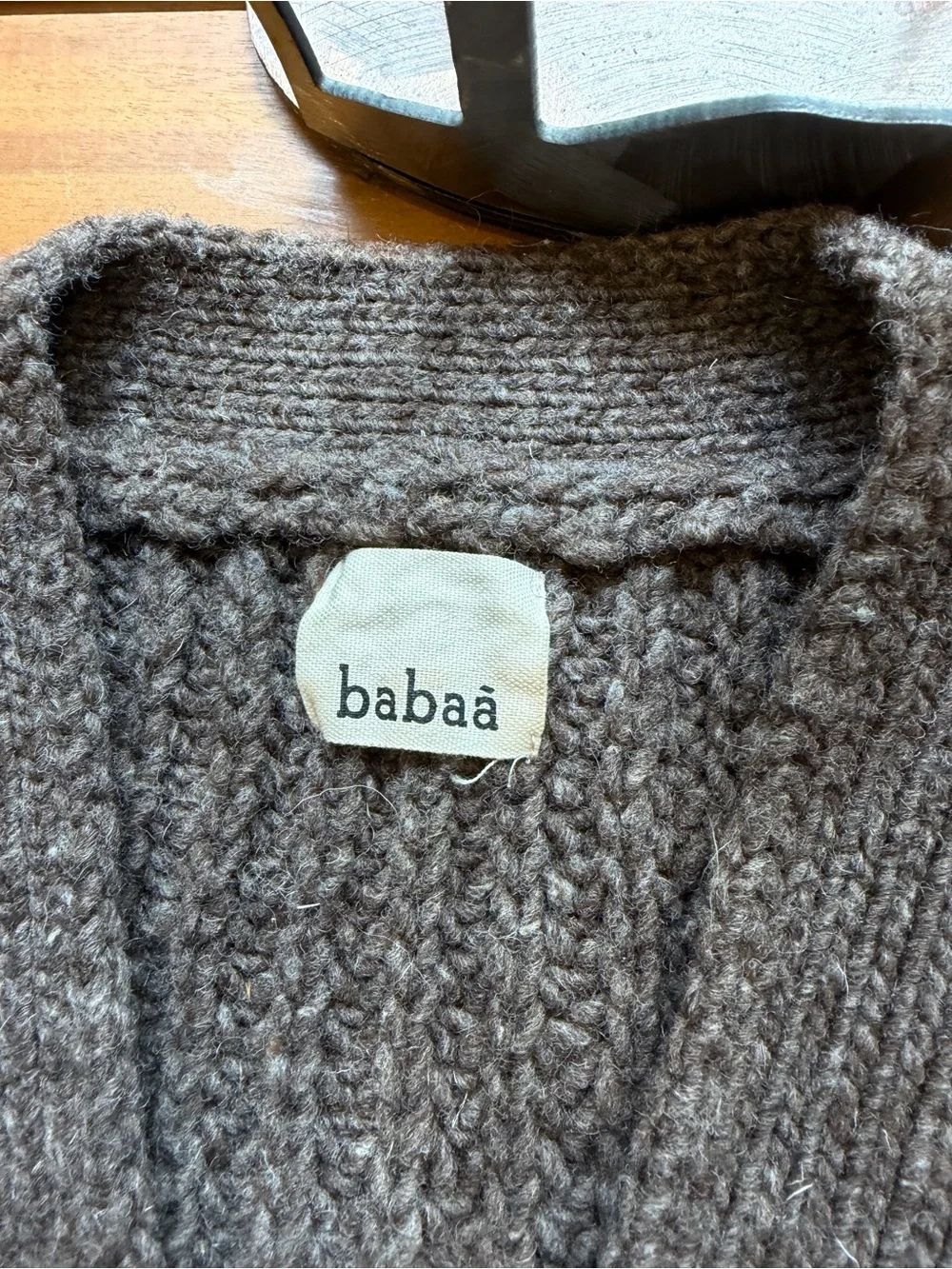Babaa Brown Chunky V-Neck Button Cardigan - Picture 2 of 4